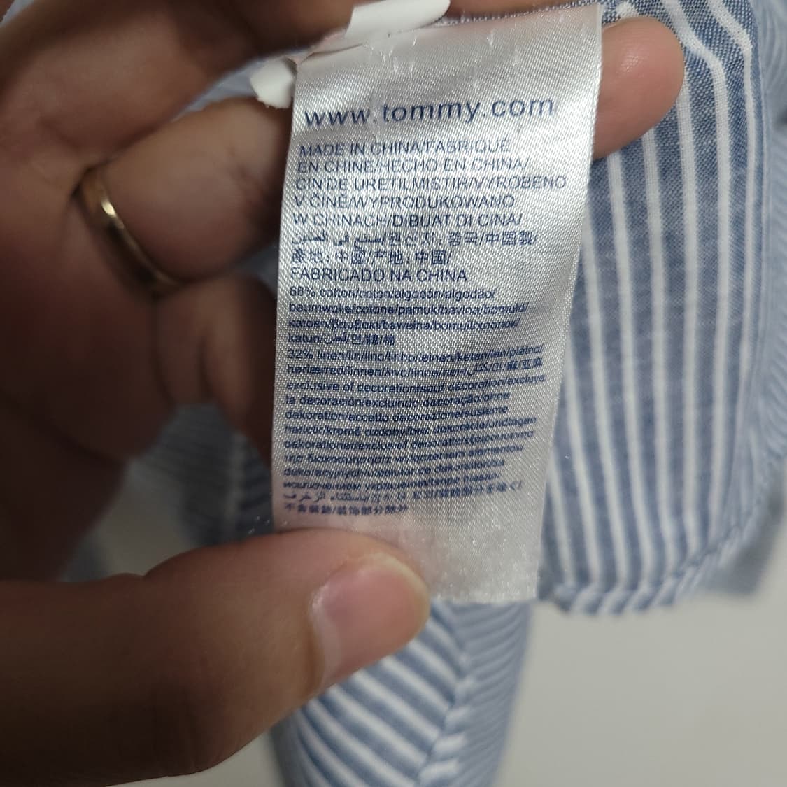 (M) 타미힐피거 스트라이프 긴팔 셔츠 마혼방 남방 상품이미지3