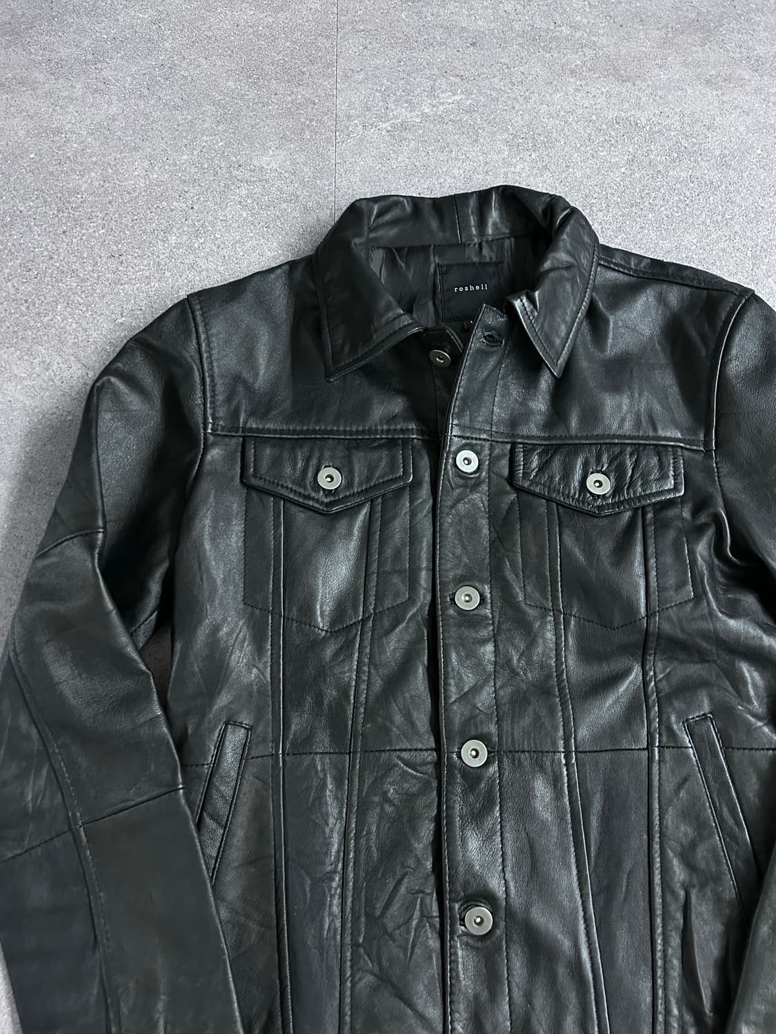 Roshell 램스킨 레더 셔츠 자켓 상품이미지4