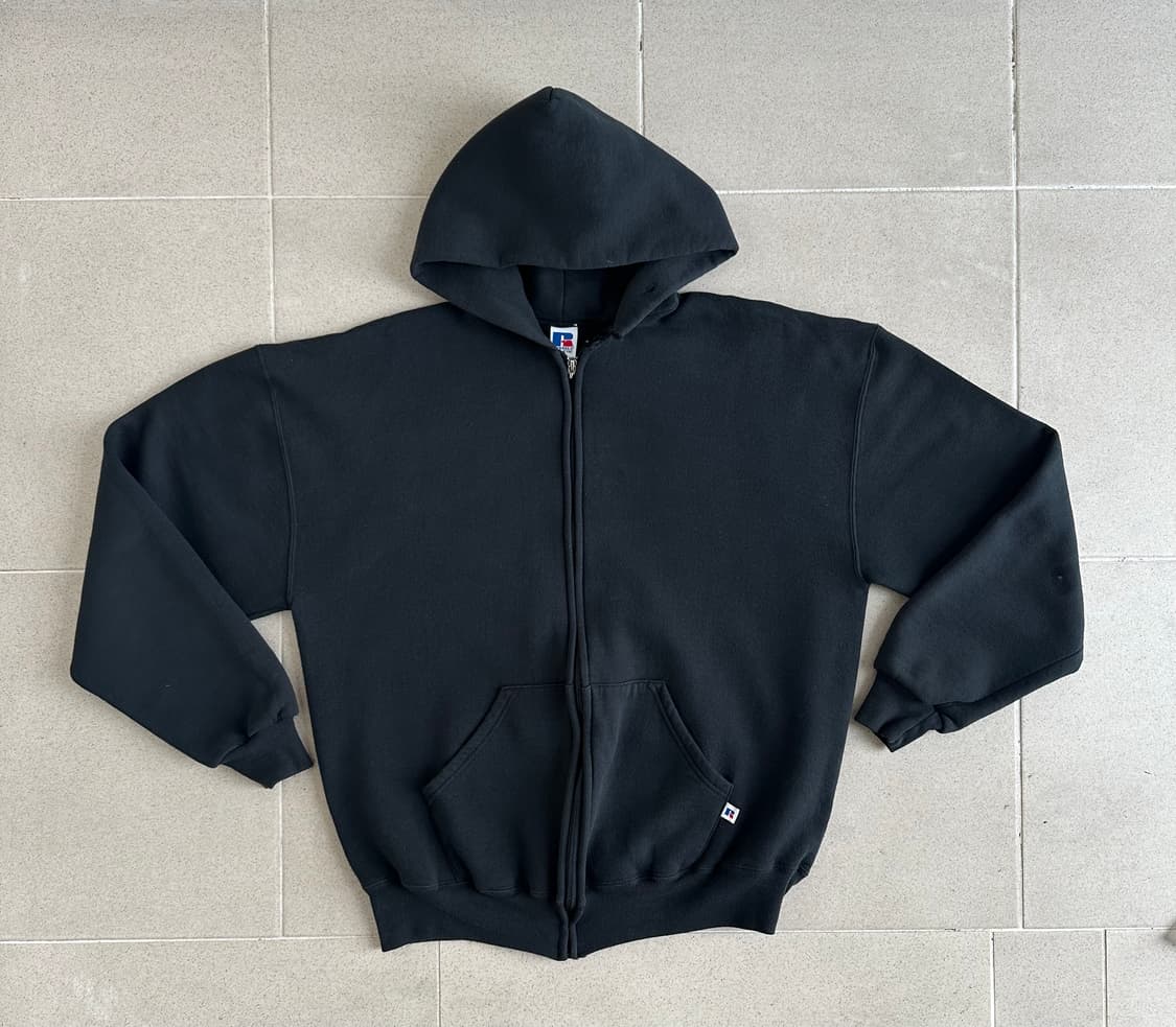 90s 빈티지 러셀 후드집업 블랙 XL 상품이미지1
