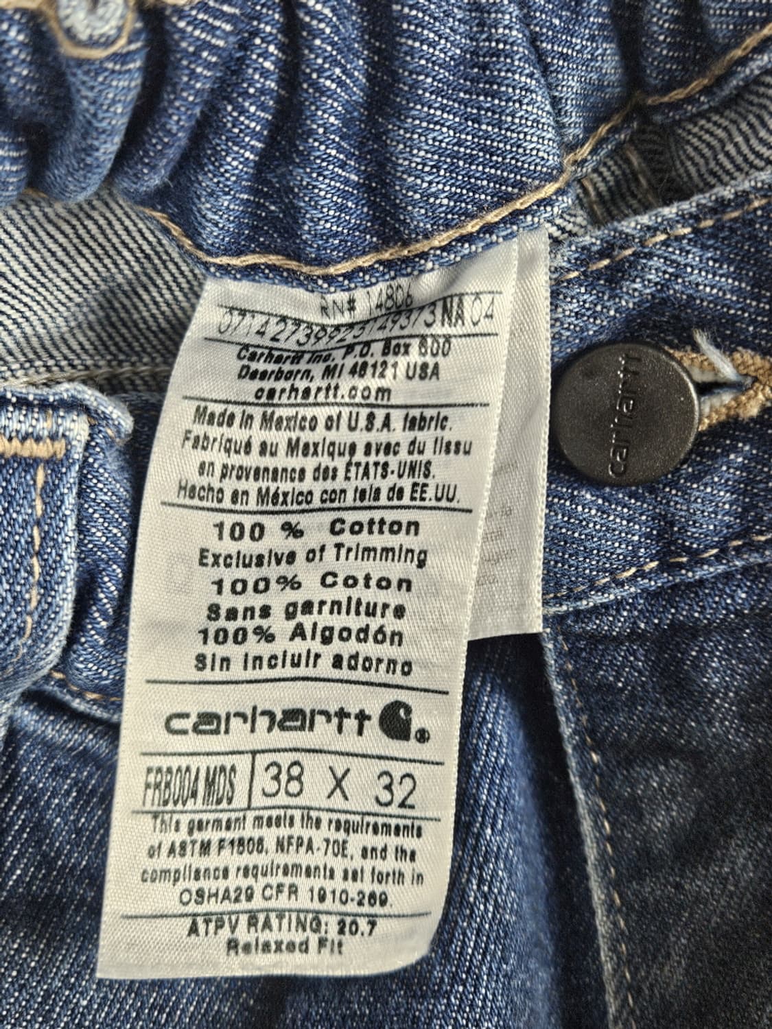 칼하트FR 밴딩 다잉워시드커스텀 워크데님 팬츠  (38X32)/10279 상품이미지7