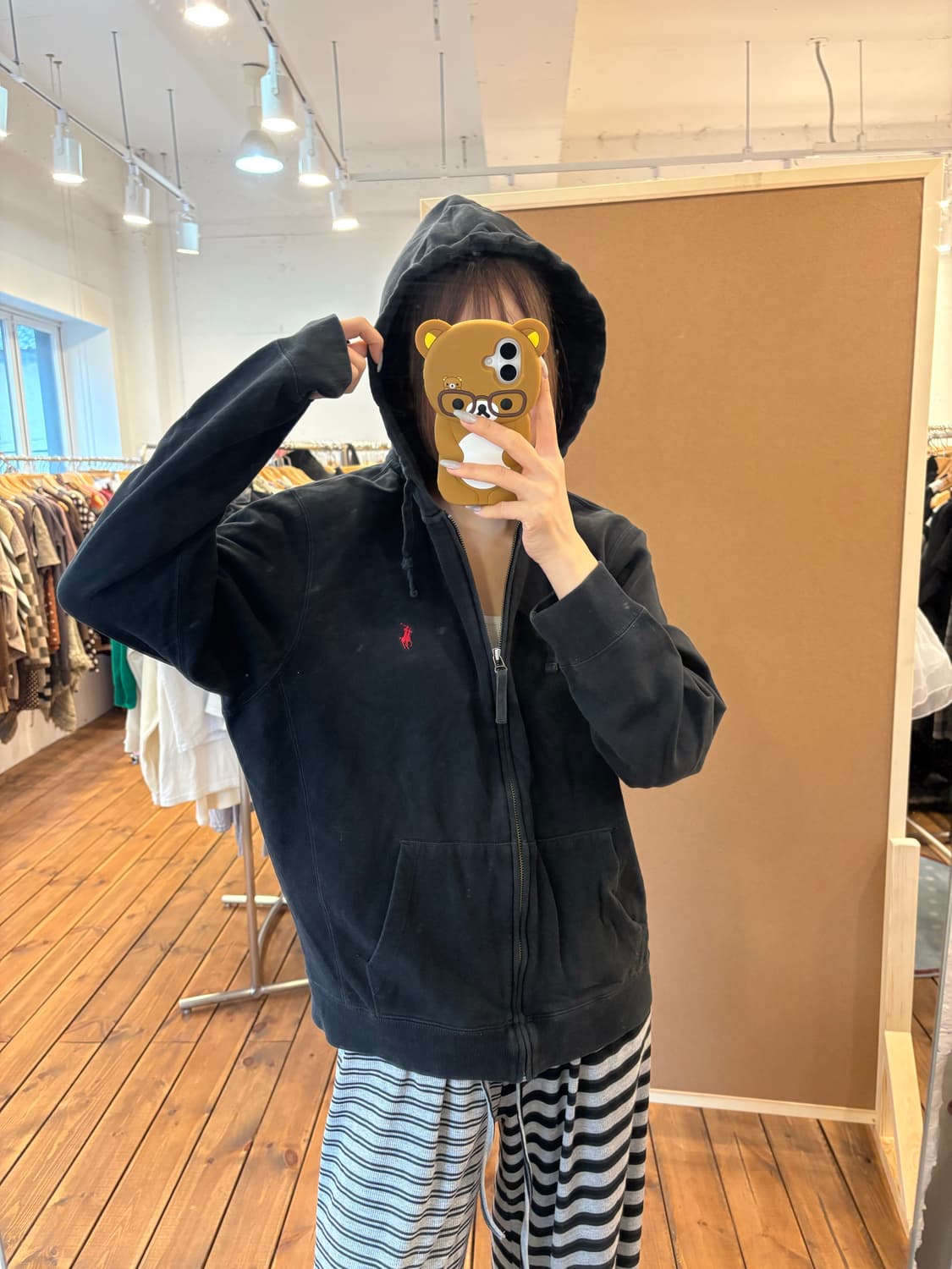 폴로 블랙 후드집업 상품이미지2
