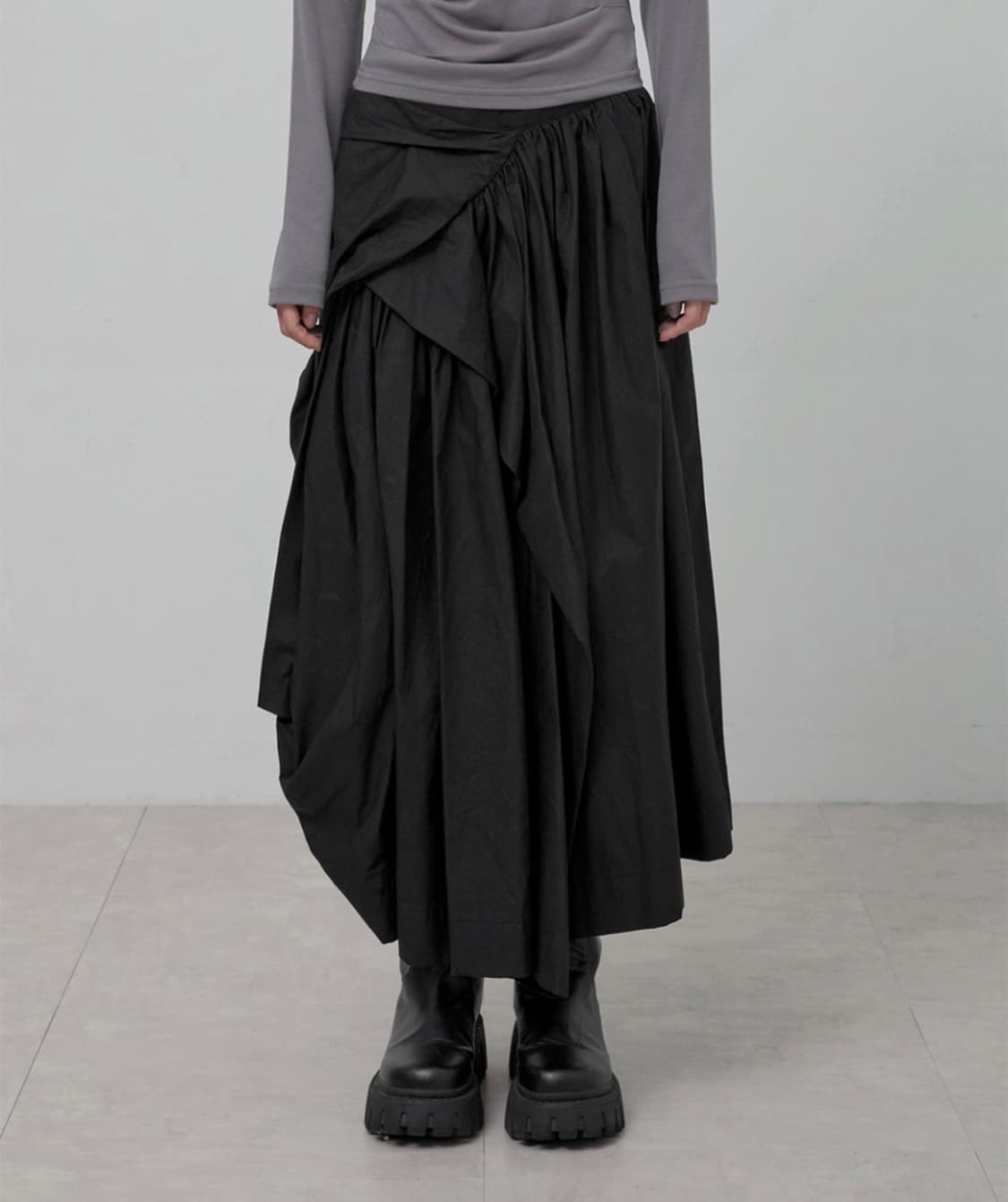 Asymmetrical Draped Layered long skirt 상품이미지2