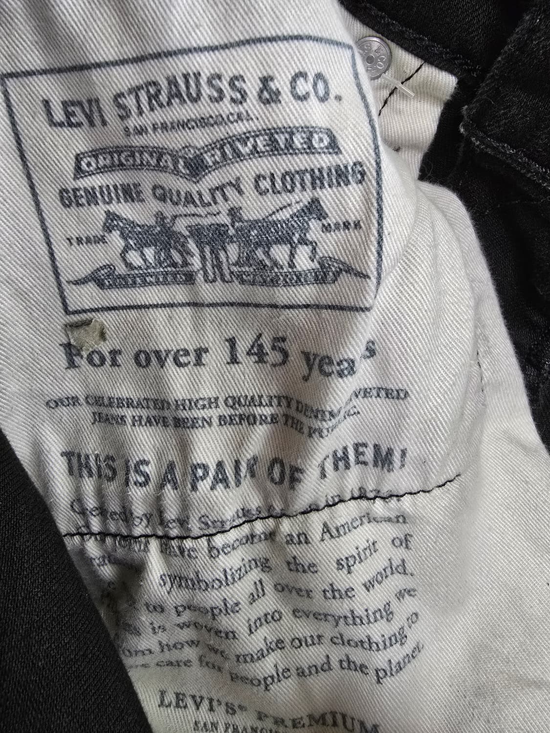 리바이스 502청바지 블랙 데님 팬츠 (1896) 상품이미지5