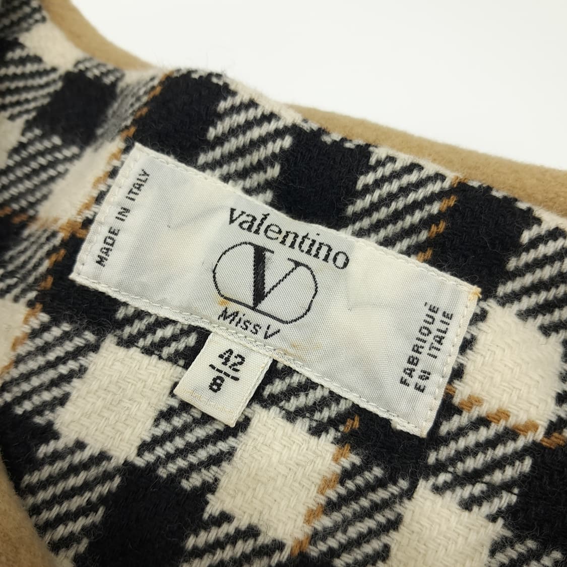 CN828W L 발렌티노 Miss V 카멜 노카라 울 오버핏 코트 상품이미지10