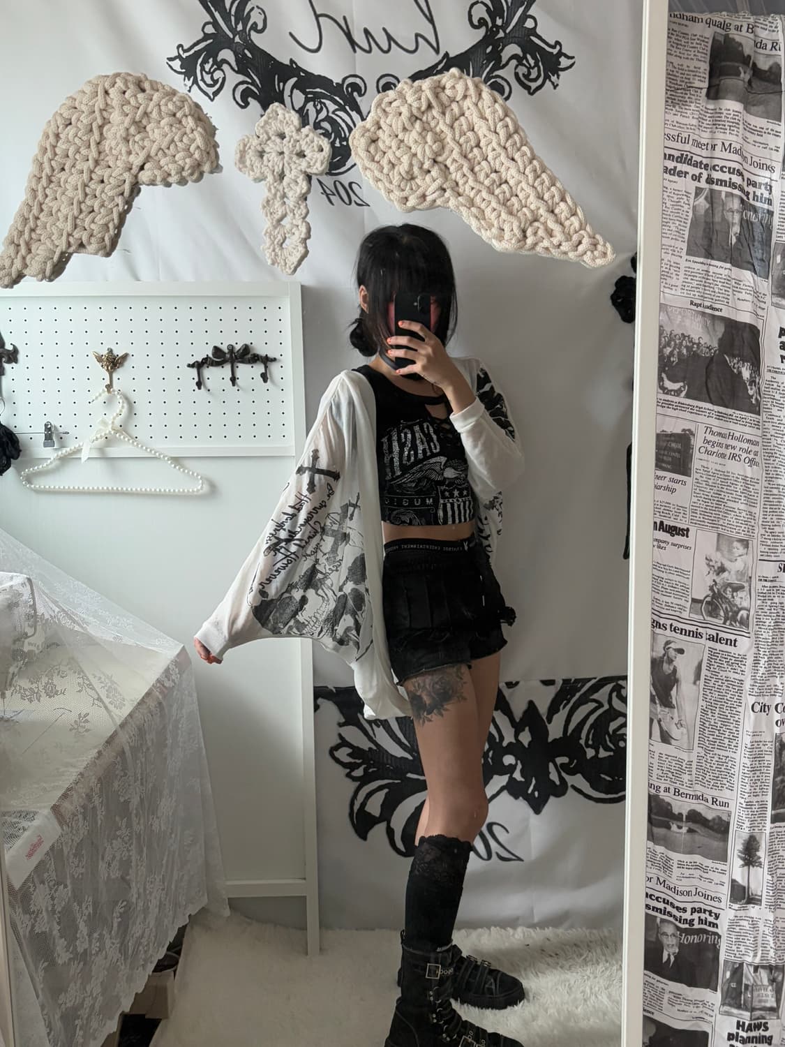 Skull printed loose fit cardigan 상품이미지7