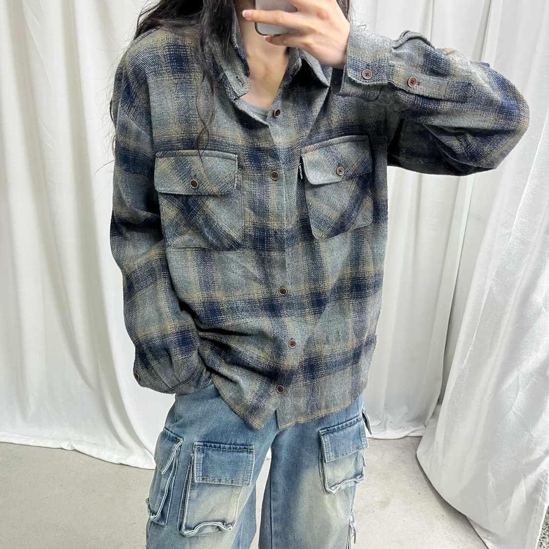 SCULPTOR gray check shirts 상품이미지3