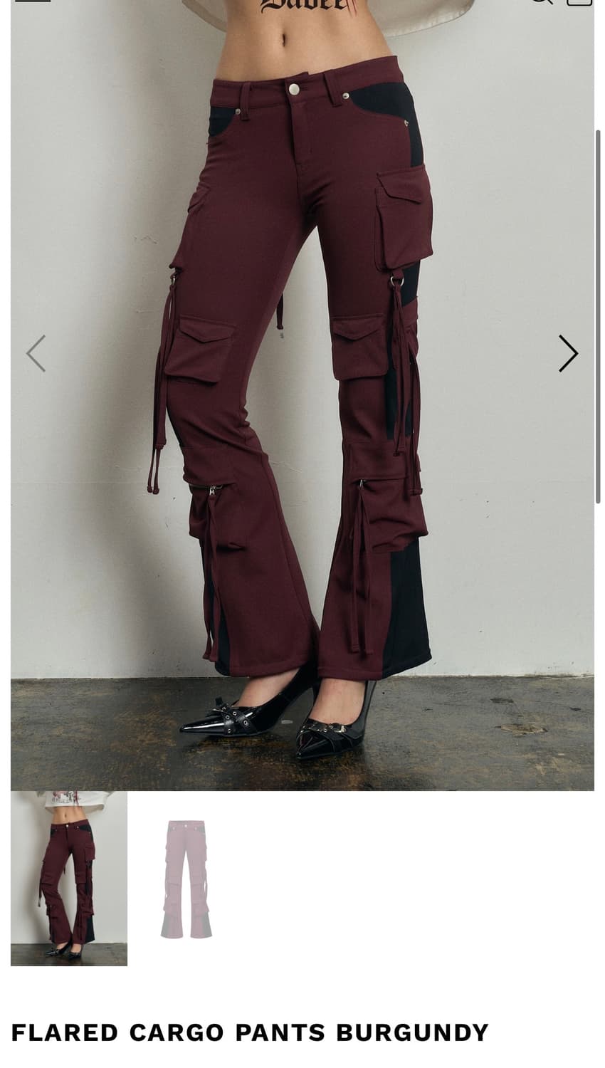 FLARED CARGO PANTS BURGUNDY 상품이미지1