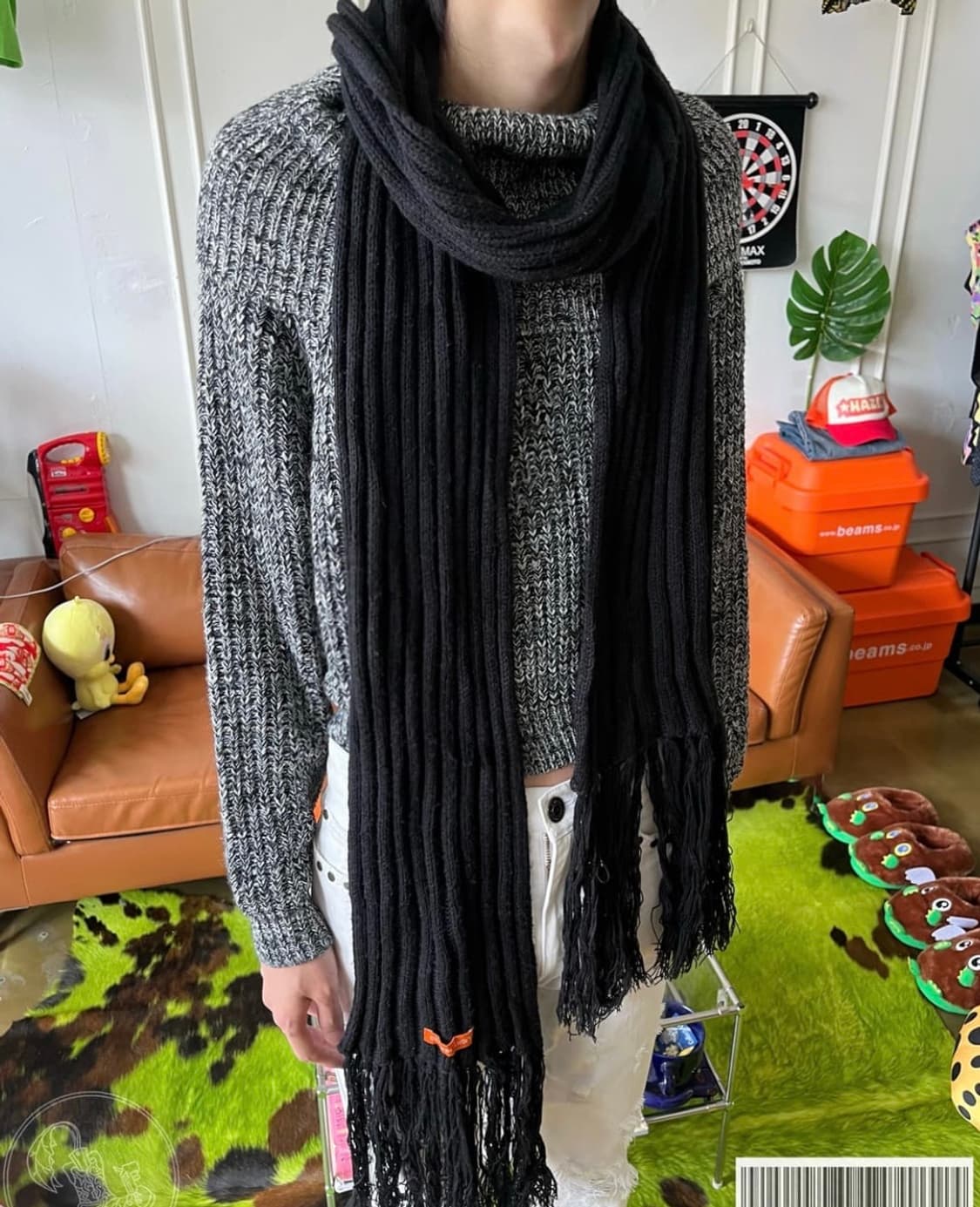 light hearted 골지 니트 롱 머플러 상품이미지1