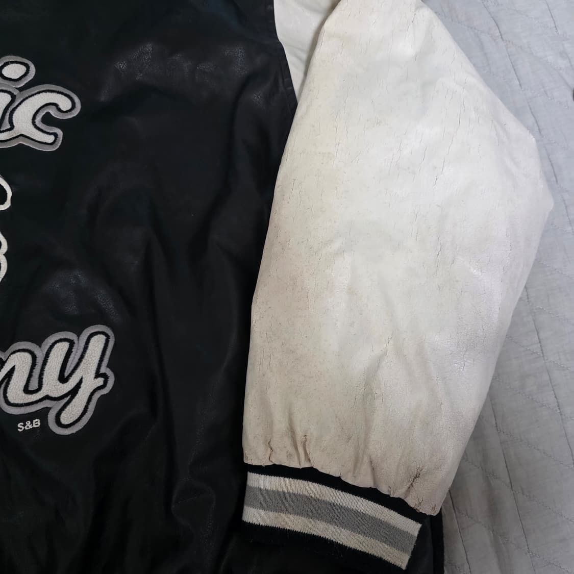 [XXL] 90s 빈티지 퍼블릭 에너미 크랙레더 스타디움 바시티 자켓 상품이미지3