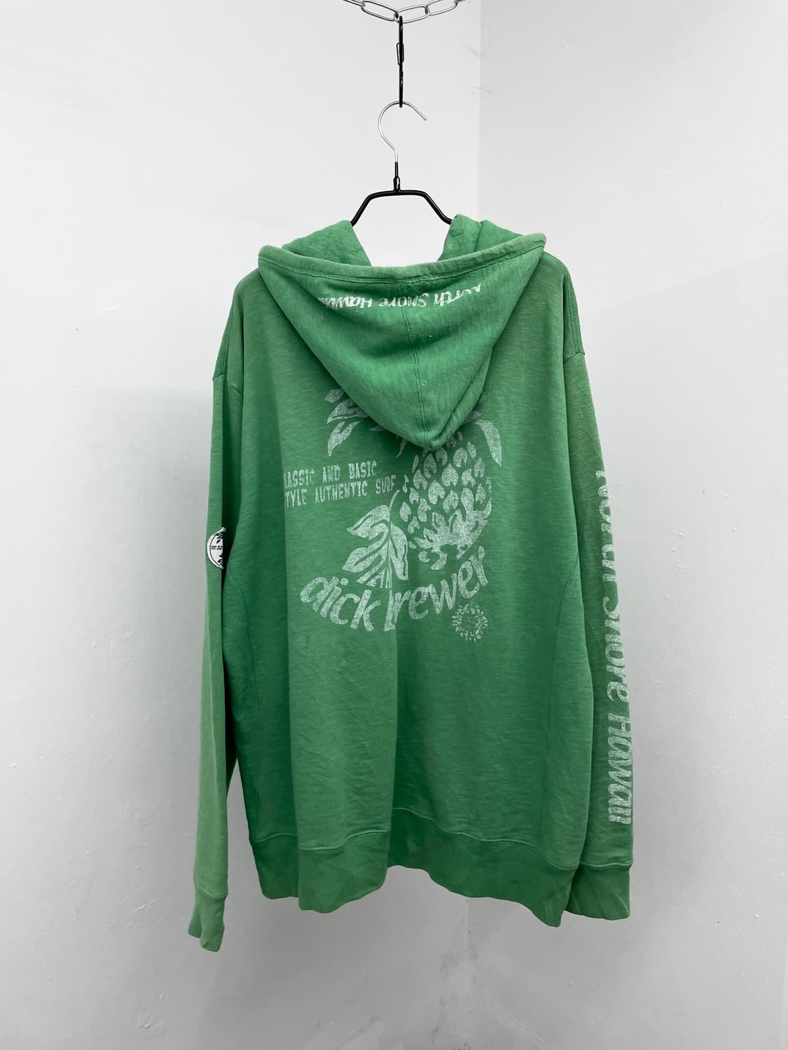 그린 워싱 레터링 루즈 헤비 후드집업 상품이미지8