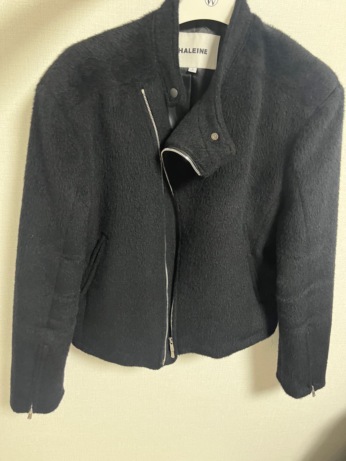 알렌느 비대칭 알파카 바이커 자켓 상품이미지2