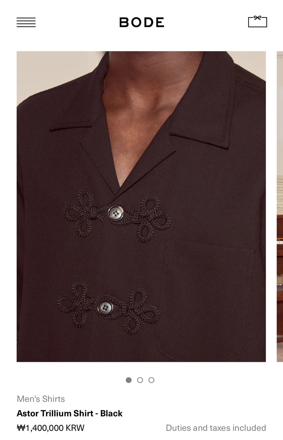 [L]보디 BODE Astor Trillium 셔츠/블랙 상품이미지4