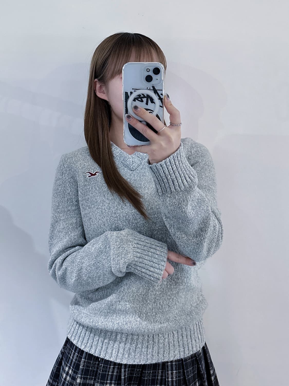 홀리스터 그레이 브이넥 니트 상품이미지1