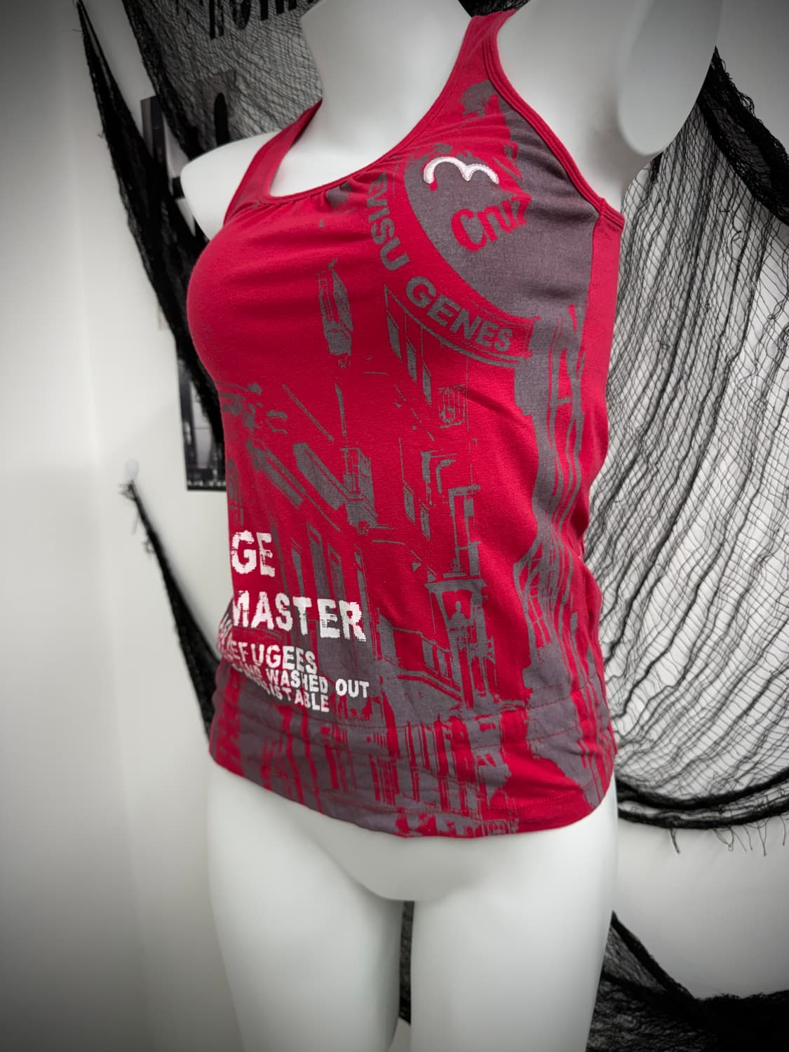 Evisu printing shirring sleeveless 상품이미지4