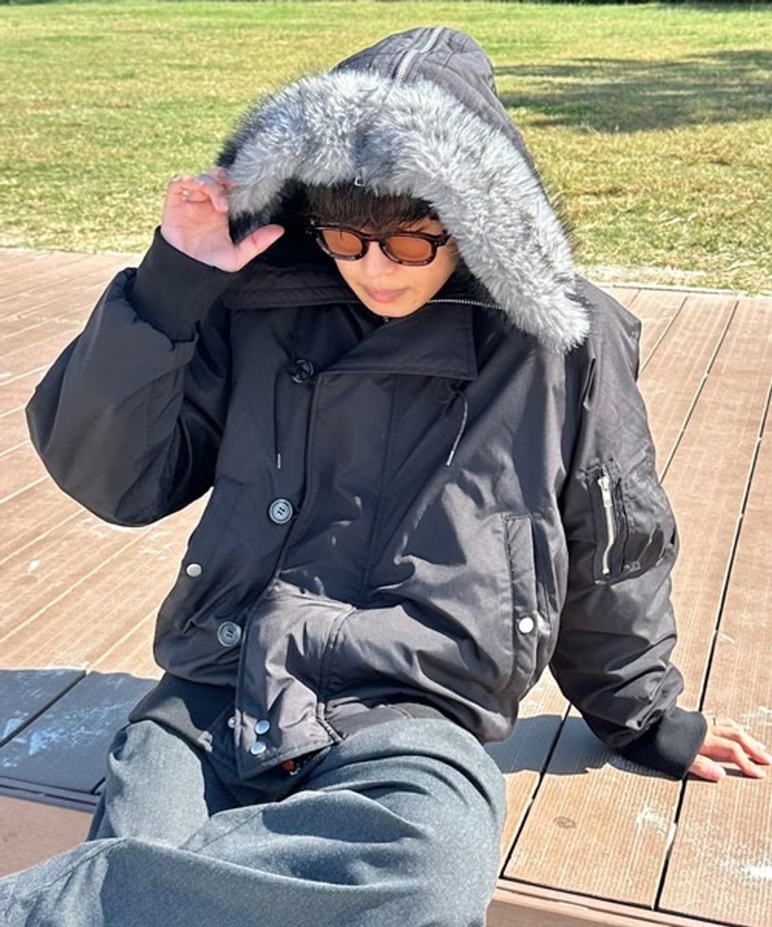 MandO 플라이트 퍼 후드 봄버 상품이미지1