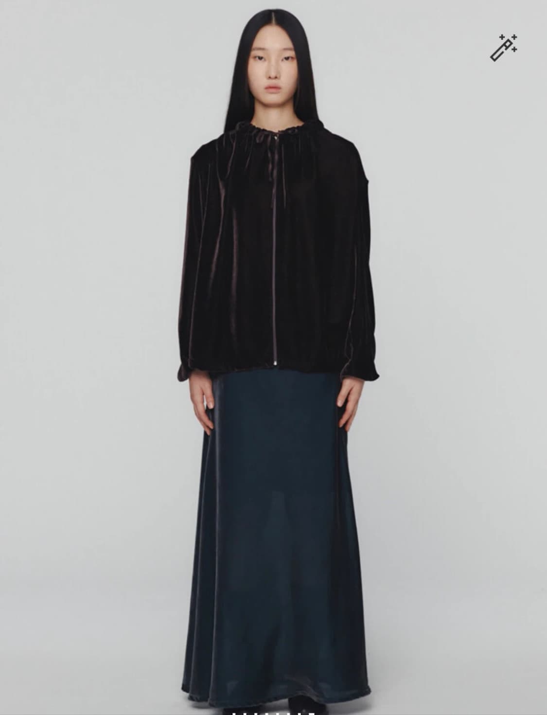 아모멘토 벨벳 롱 맥시 스커트 상품이미지2