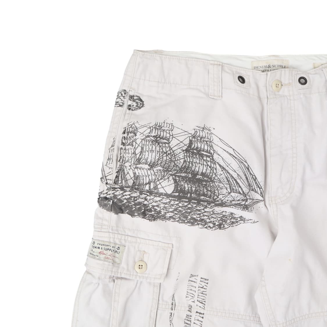 데님앤서플라이 마리너스 화이트 워크 하프 카고팬츠 상품이미지2