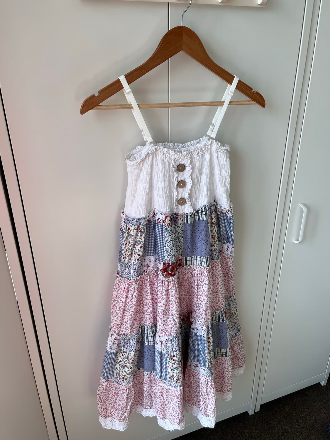 Rose fanfan 잔꽃 패치 단추 원피스 상품이미지3