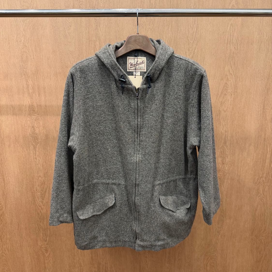 울리치 후드 집업 코트 드로우 스트링 플랩 포켓 디테일 레귤러핏 베이지 상품이미지2