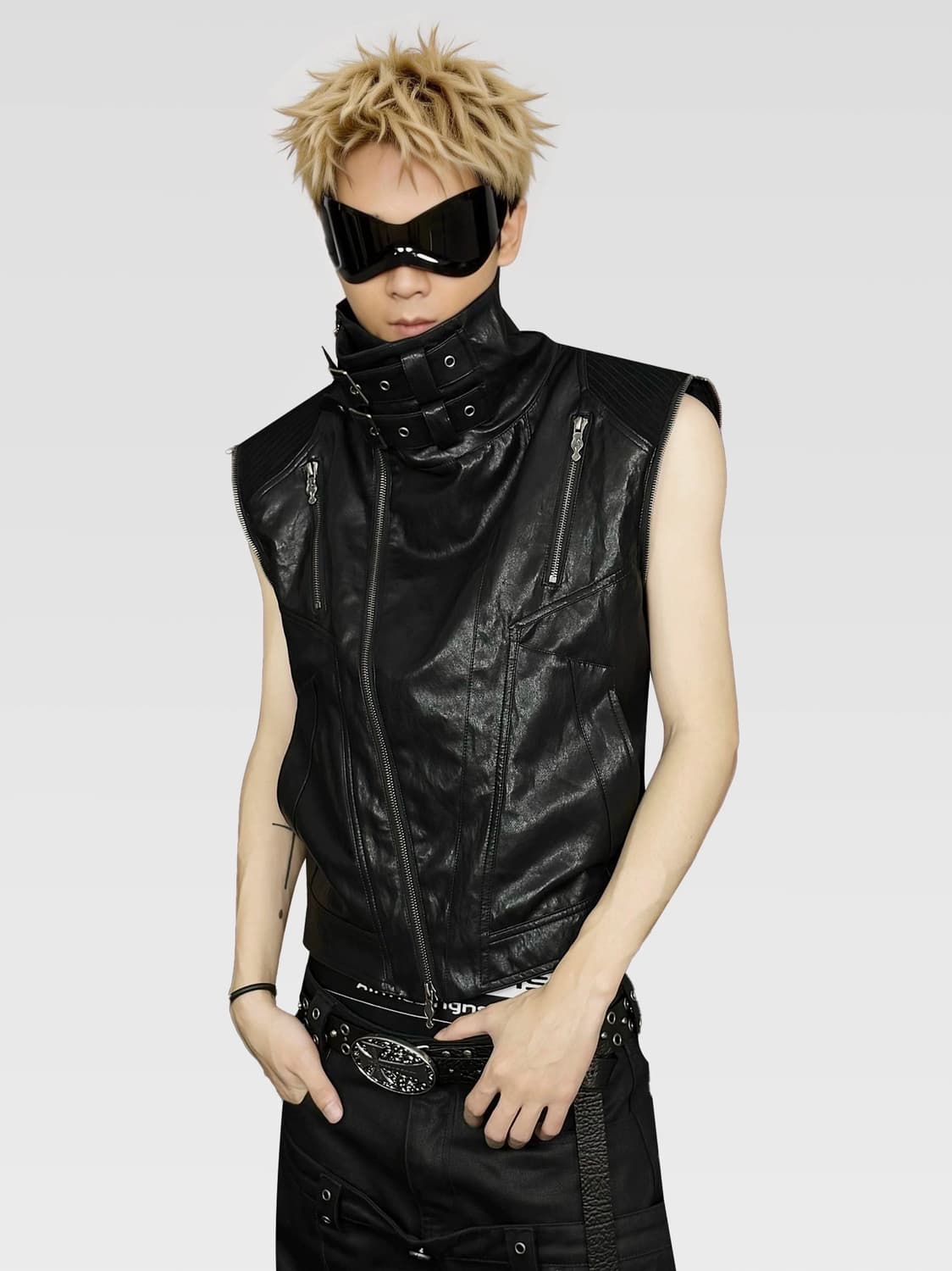 하이넥 테크 레더 자켓 상품이미지5