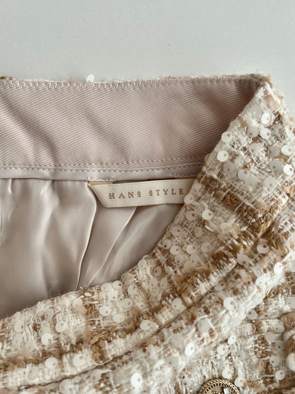 S) 새상품 한스스타일 스팽글 트위드 스커트 상품이미지3