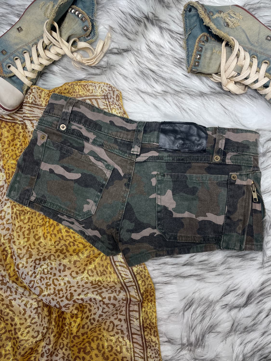 빈티지 카모 갸루 로우라이즈 쇼츠 팬츠 상품이미지4