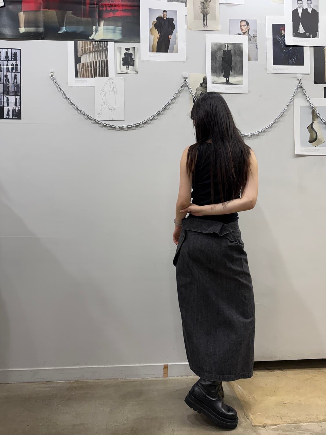 요지 야마모토 누아르 폴드 데님 롱 스커트 상품이미지9