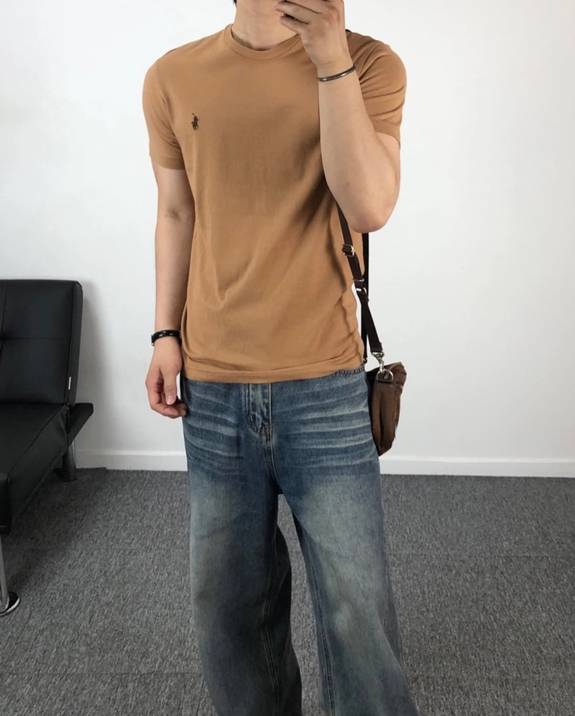 폴로 새상품 반팔 베이지브라운 포니 상품이미지2