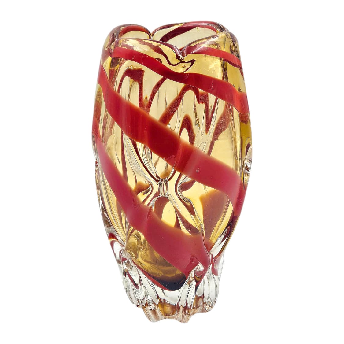 80s 오사카 Mcm 아트글라스 엠버 꽃병 상품이미지7