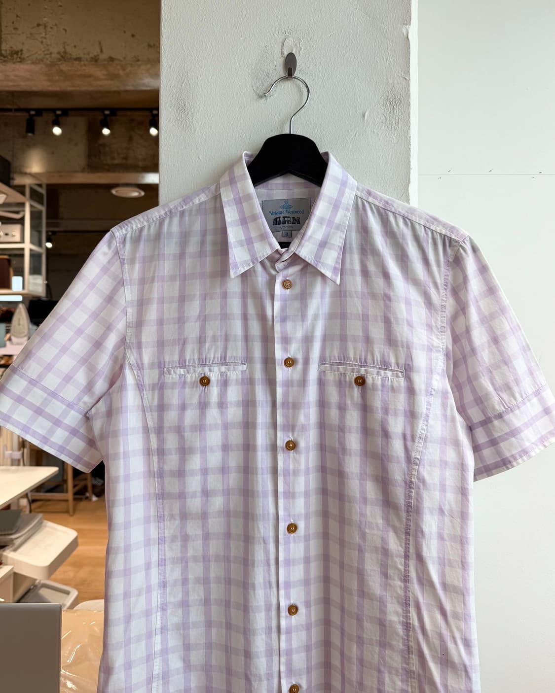비비안 웨스트우드 맨 퍼플 체크 하프 셔츠  상품이미지3