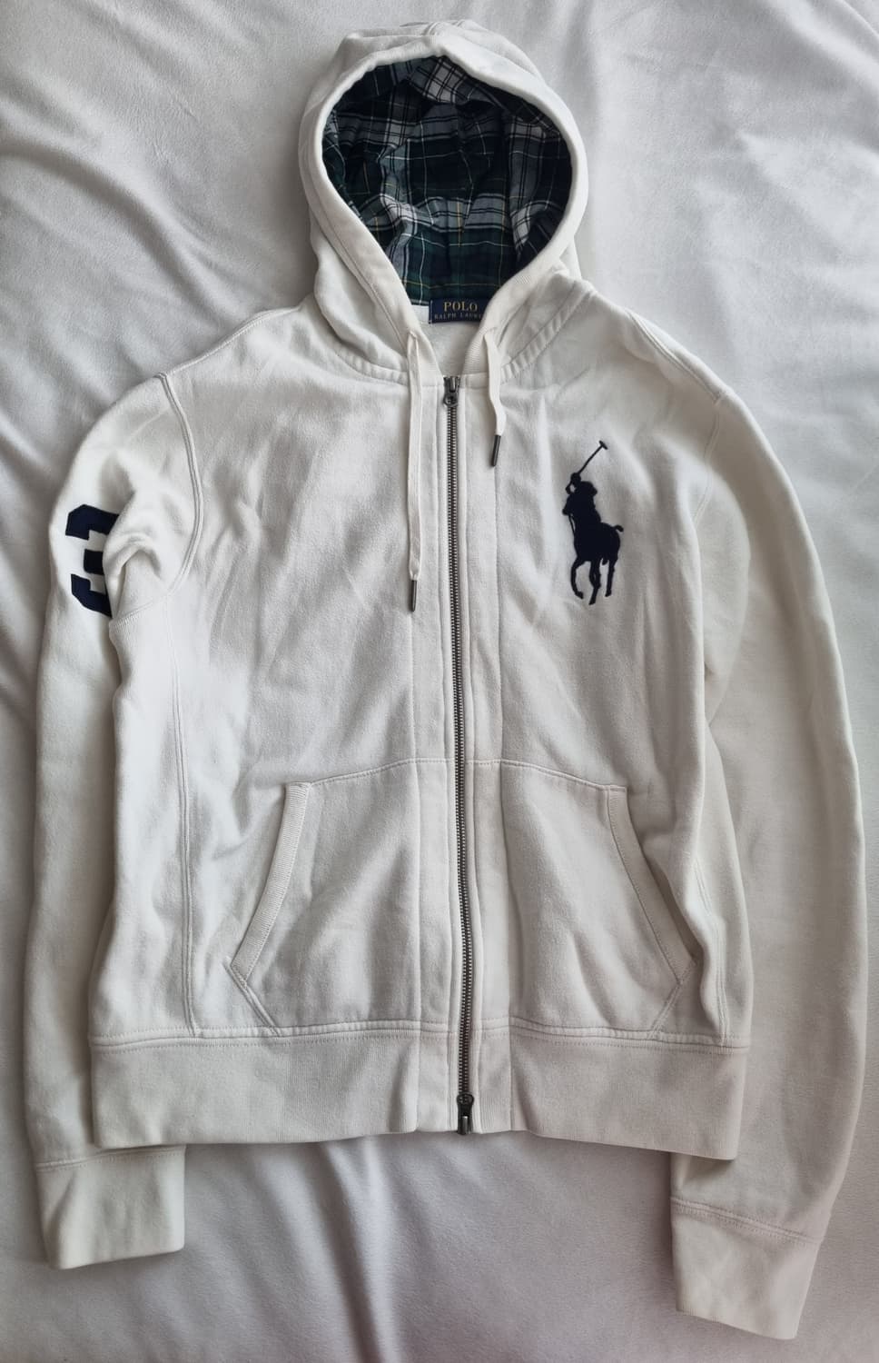 폴로 빅포니 화이트 체크 후드집업 상품이미지1