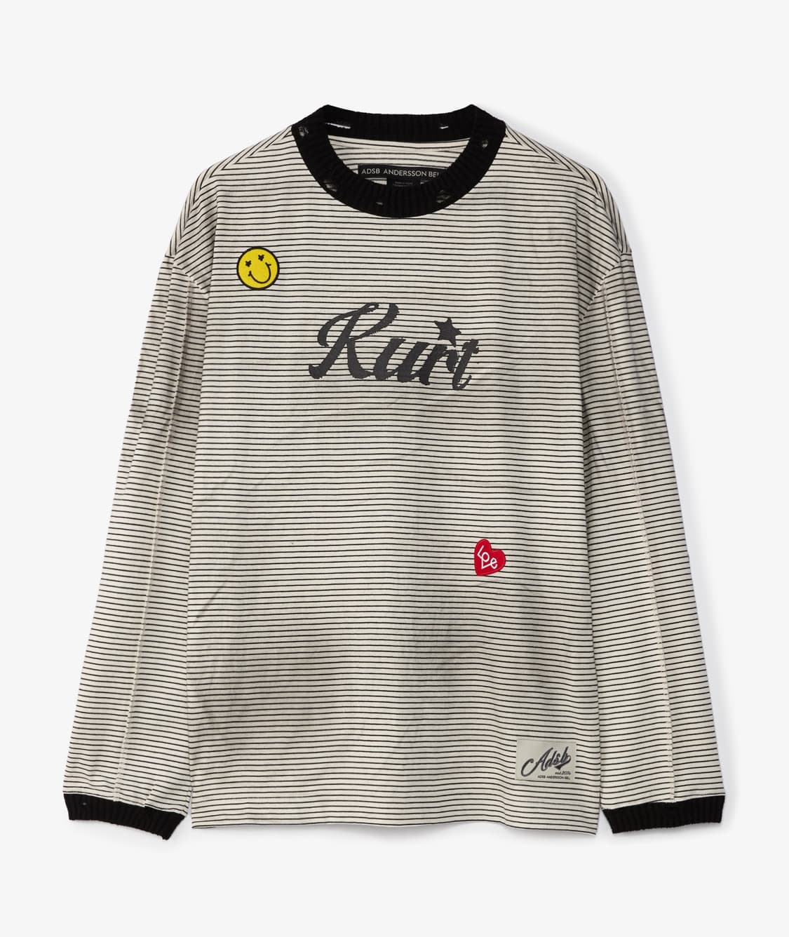 앤더슨벨 커트 스트라이프 롱 슬리브 티셔츠 화이트 M 상품이미지1