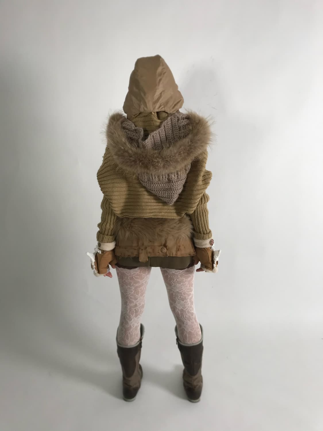 Padding hooded mix loose fit knit top 상품이미지10