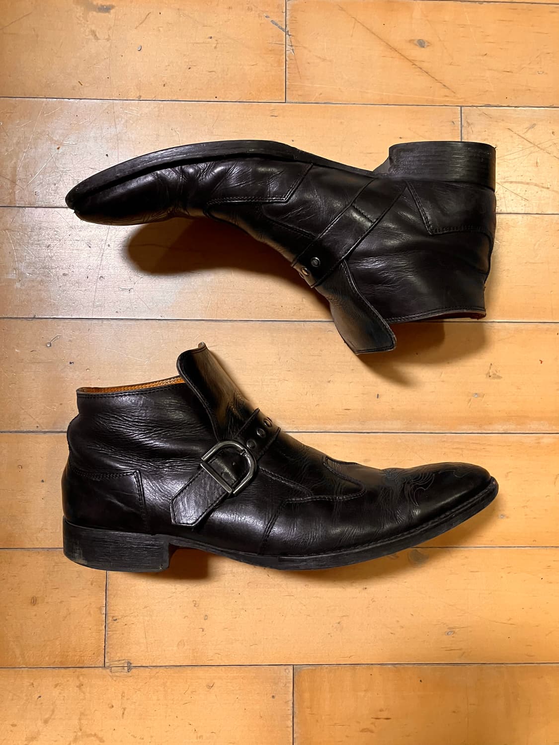 stefanorossi 00s 스테파노로시 롱노즈 스터드 벨티드 슈즈 상품이미지2