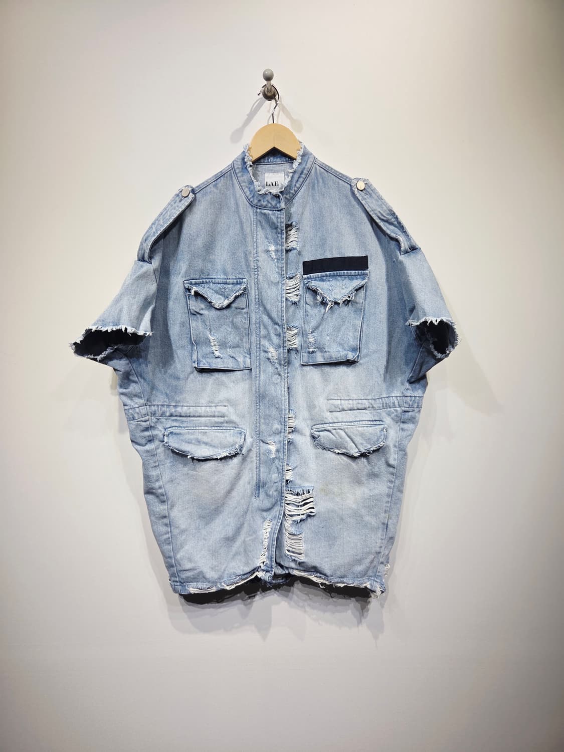 LAP 데님 반팔 야상 자켓 데미지 스타일_FREE 상품이미지2