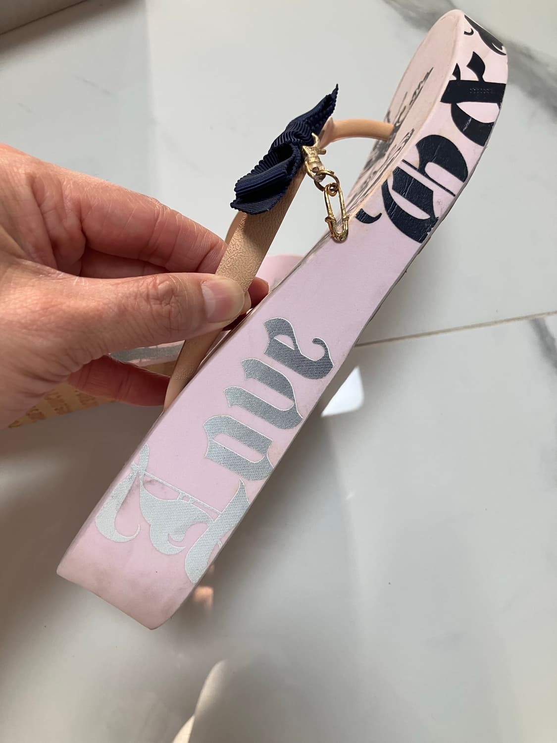 레어템 쥬시 꾸뛰르 Y2K 웨지힐 통굽 연핑크 샌들 쪼리 6.5 상품이미지5