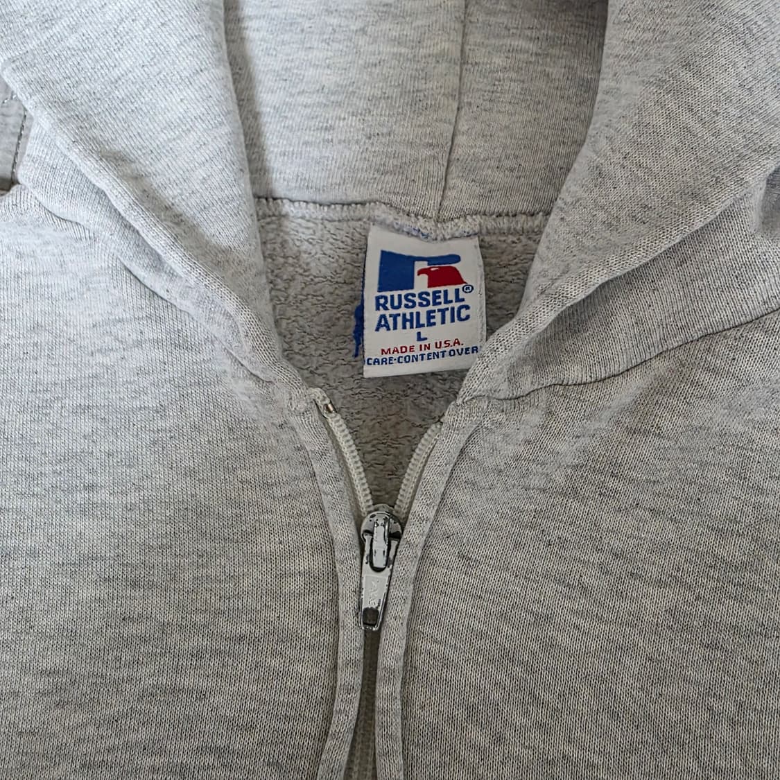 [L] 90s USA 러셀 애슬레틱 후드집업 라이트 그레이 ver.크롭 상품이미지6