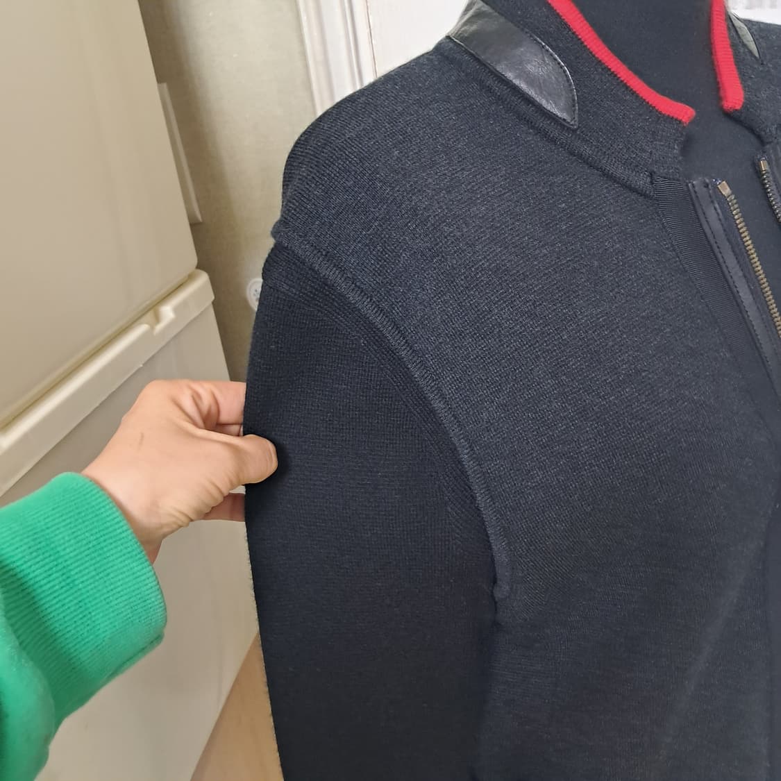 시스템옴므 남성 모 가죽트리밍 집업 자켓 가디건 95 상품이미지5