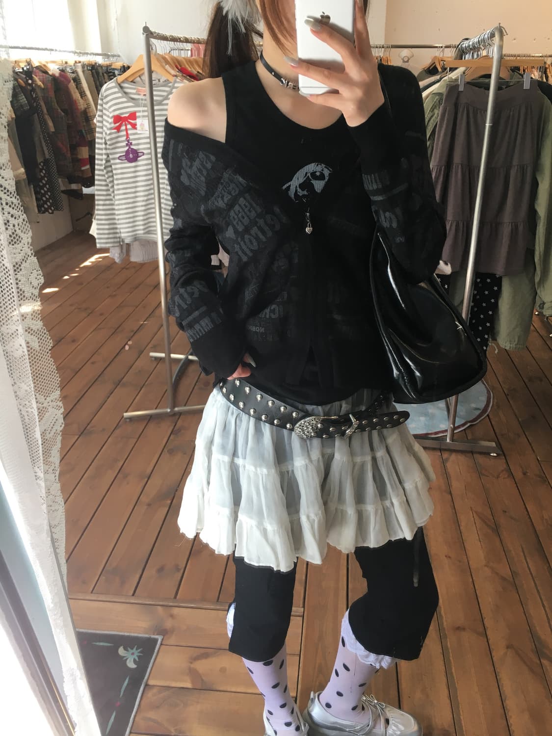 히스테릭글래머 히스걸 블랙 하트 글리터 집업 상품이미지3