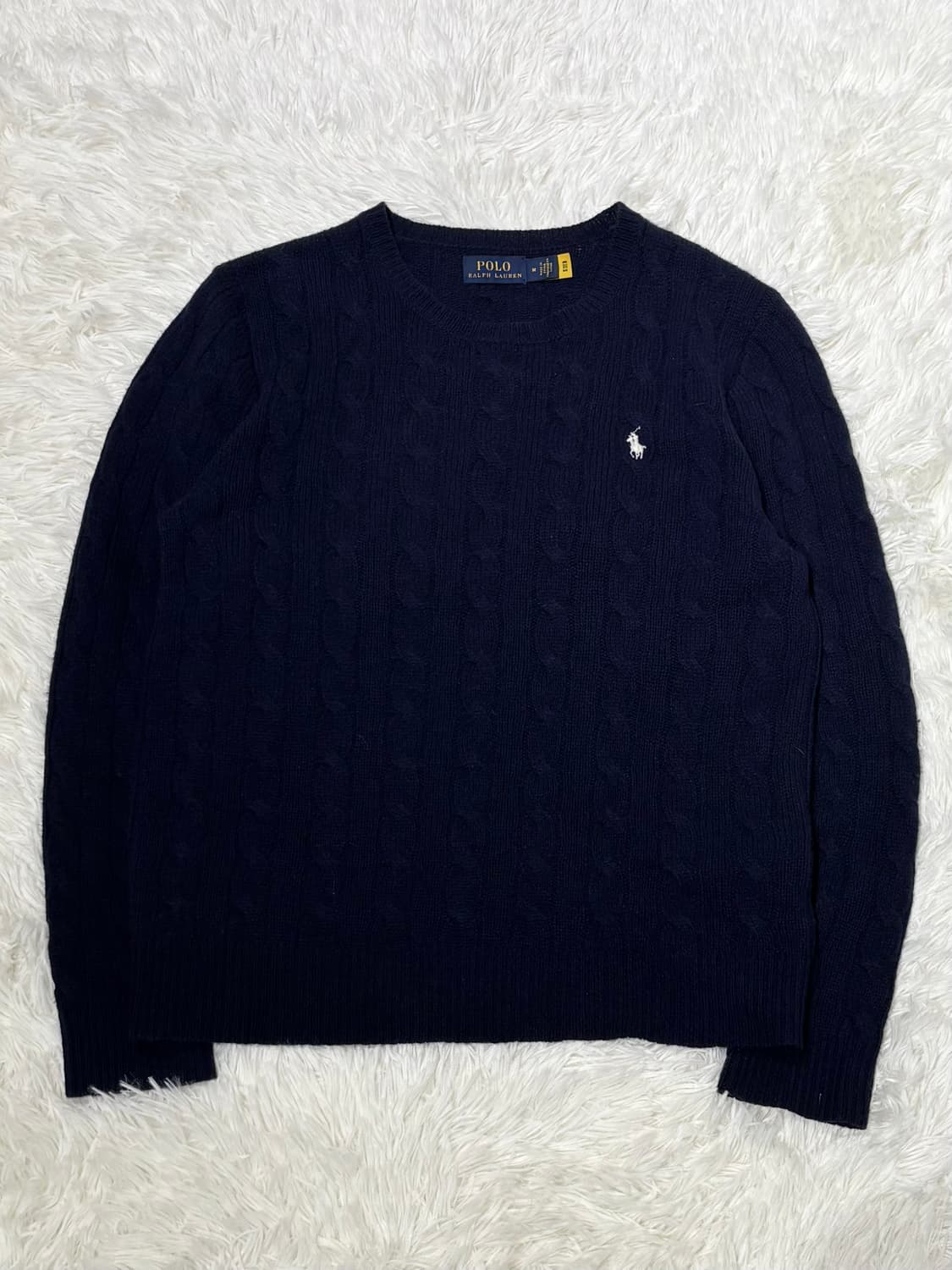 폴로랄프로렌 화이트포니 네이비 캐시미어 qr 케이블니트 상품이미지3