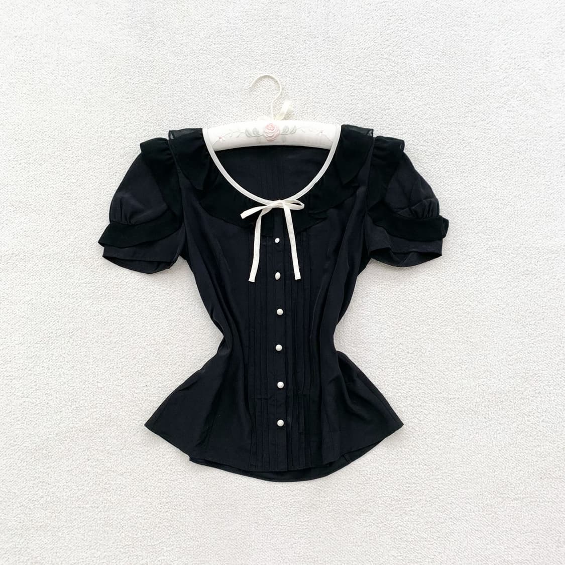 라쎄파쎄 ♥ 블랙 우아 쉬폰 로걀탑 상품이미지1