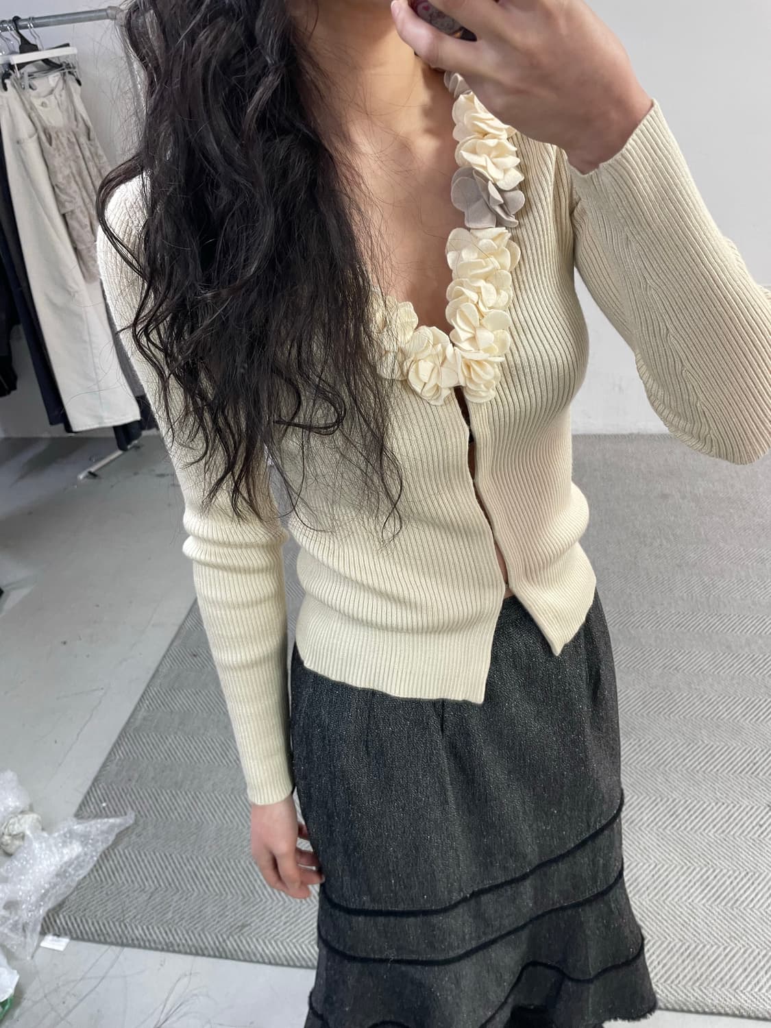 Vintage 골지니트 가디건 상품이미지2