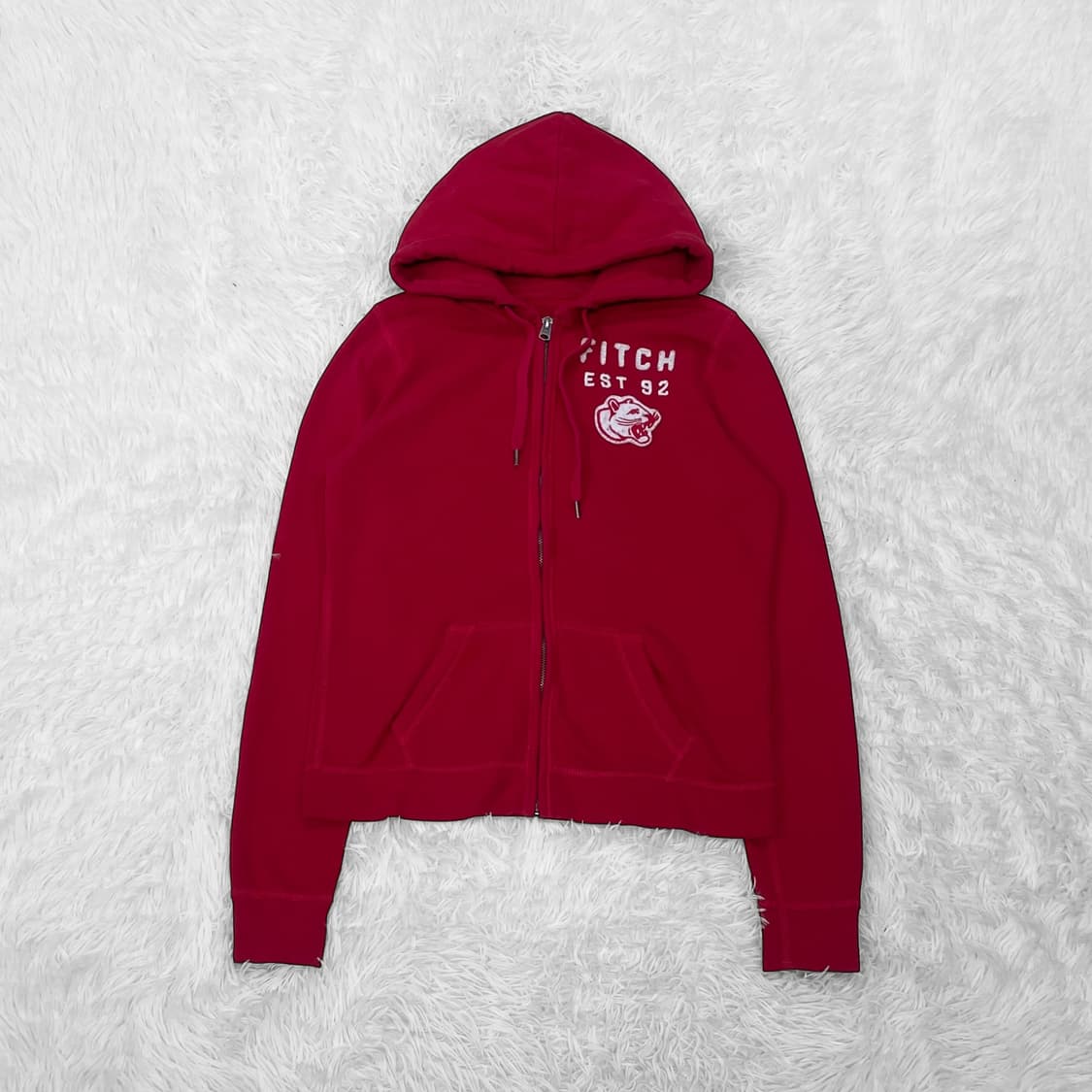 아베크롬비 스펠 로고 후드집업 레드 상품이미지2