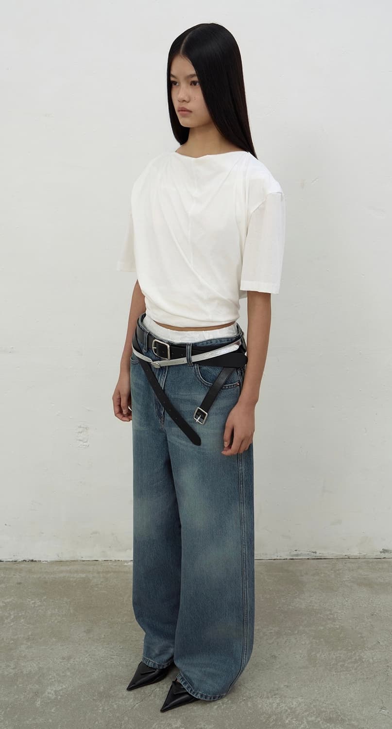 LCDC 화이트 트위스트 티셔츠 (M) 상품이미지3