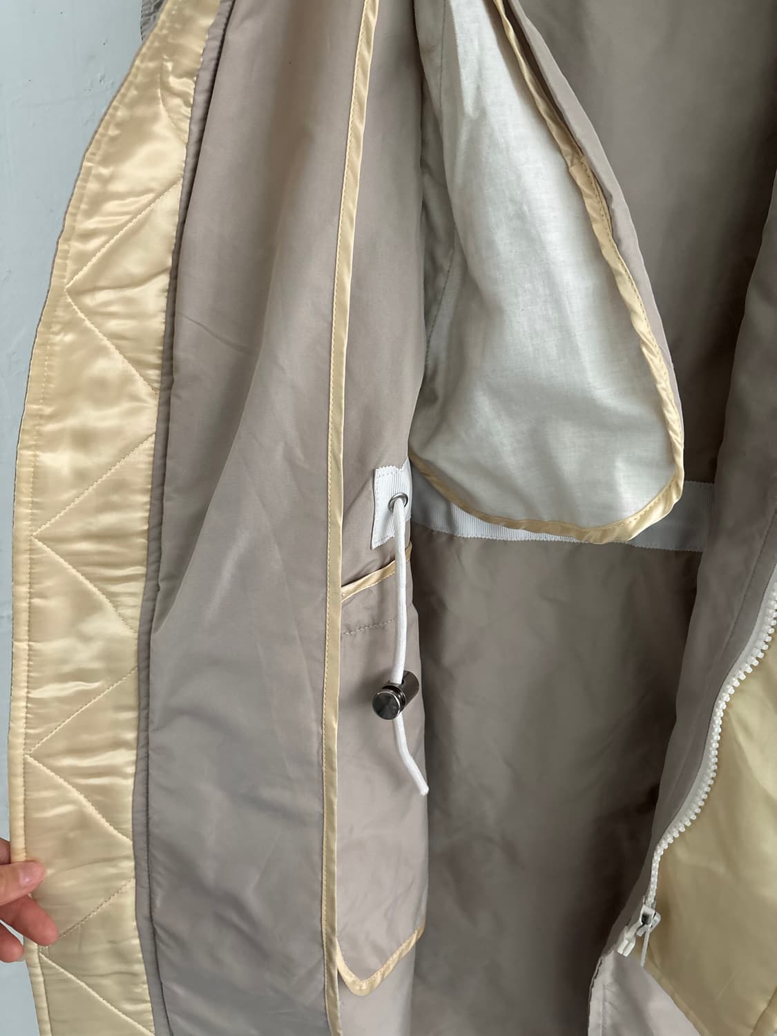 Sacai 사카이 밀리터리 베이지 실크 혼방 코트 상품이미지6