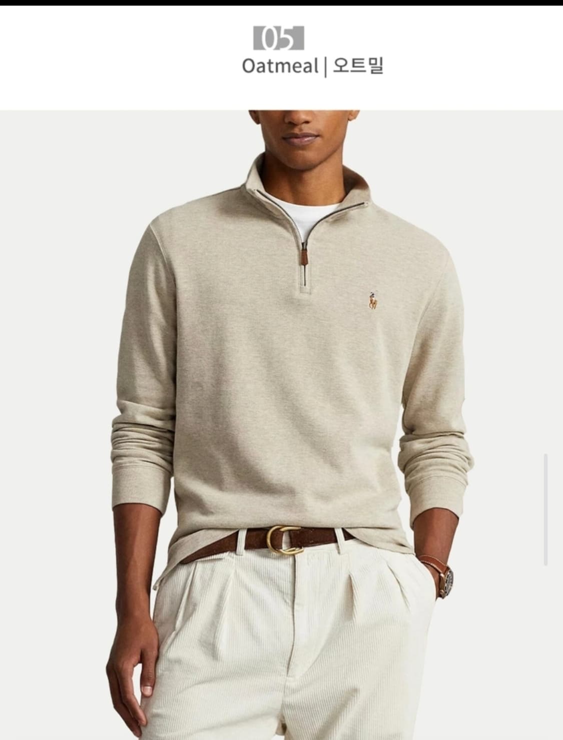 폴로 랄프로렌 남성 지퍼 폴오버 오트밀 L 상품이미지2