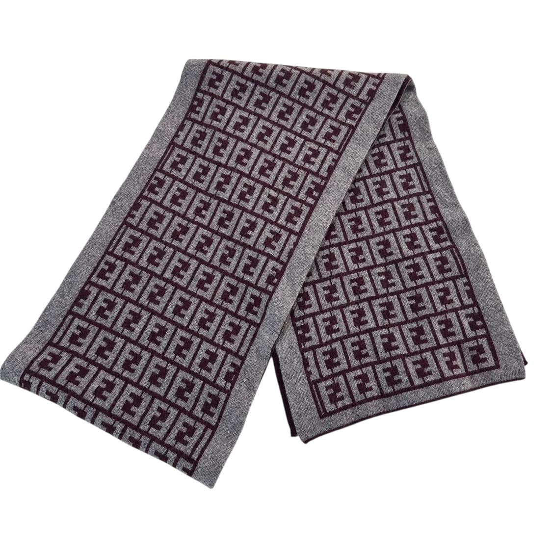 펜디 쥬카 버건디 그레이 머플러 상품이미지2