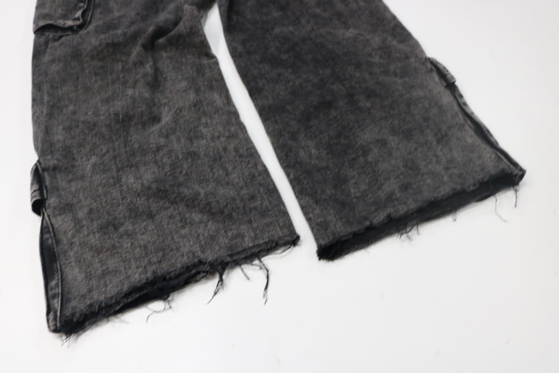 빈티지 블랙 워싱 컷오프 멀티 포켓 카고 데님 팬츠 상품이미지7