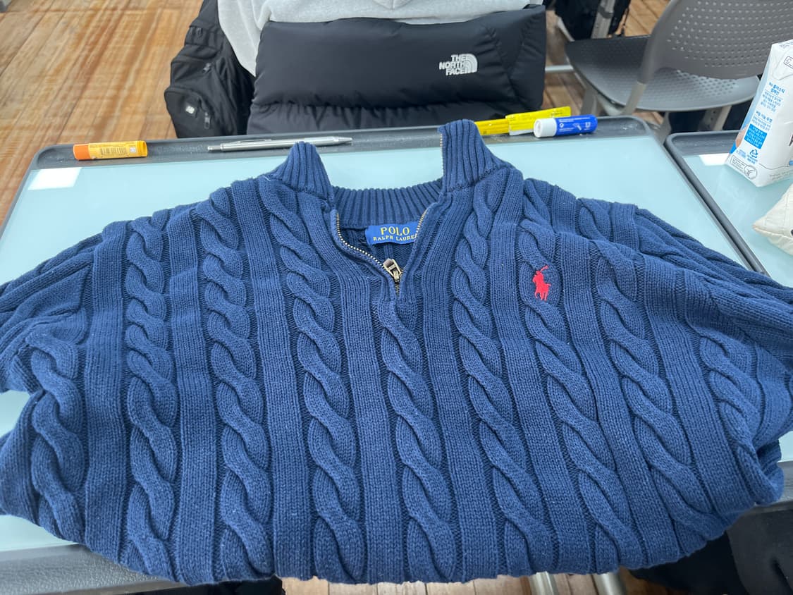 폴로 반집업 니트 네이비 상품이미지1