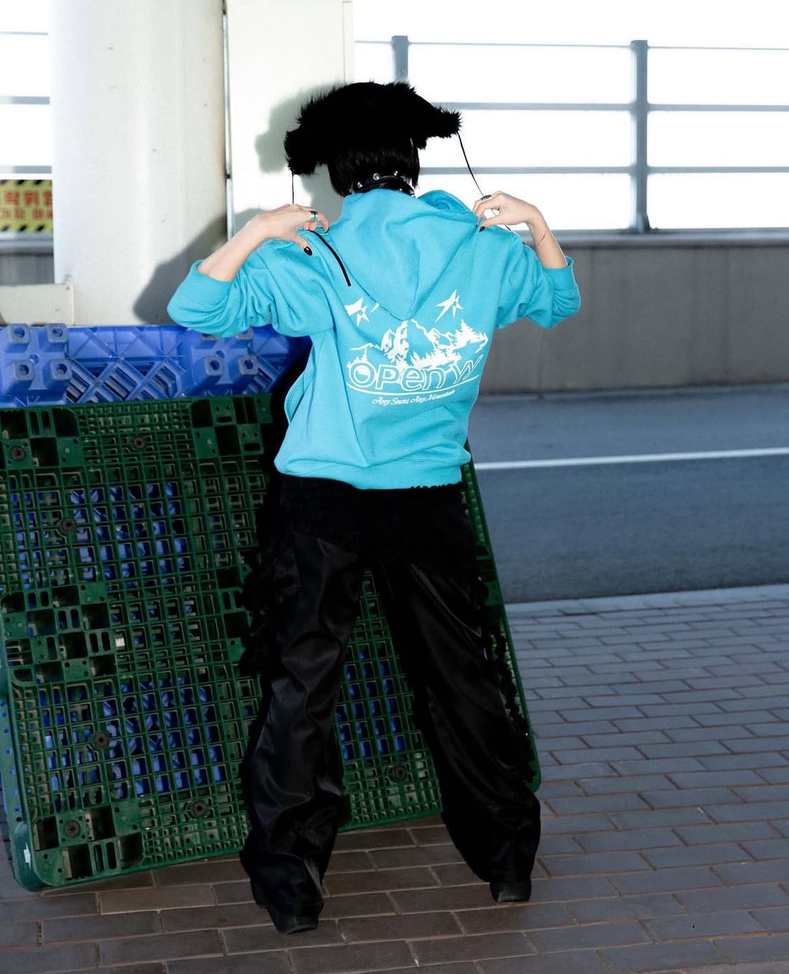 OPEN YY 마운틴 그래픽 후드 블루 상품이미지1